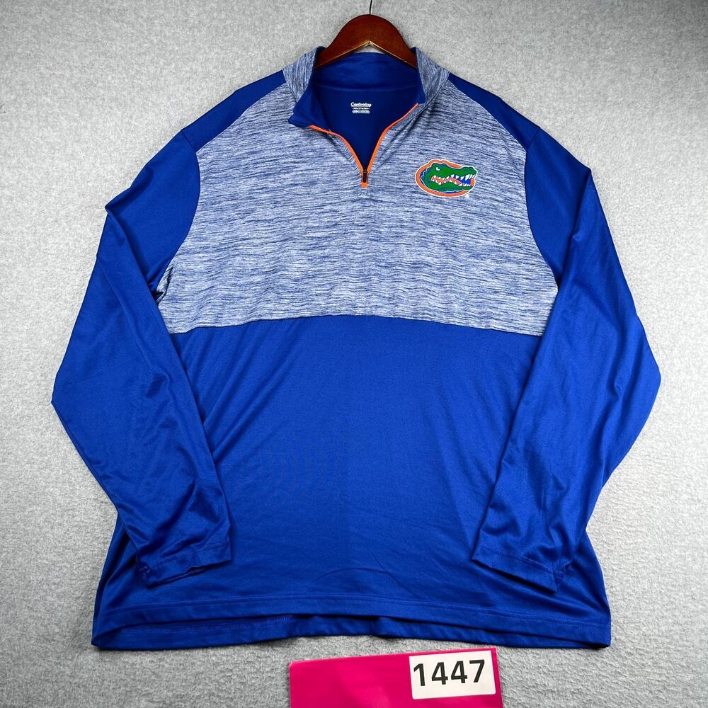 Florida Gators 1/4 Zip Long Sleeve Performance Stretch Shirt Mens XXL Blue Logo
